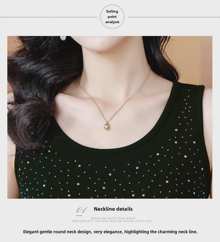 2024 Fashionable Heavy-Duty Diamond Bottoming Sleeveless Vest with Inner Slim Strap