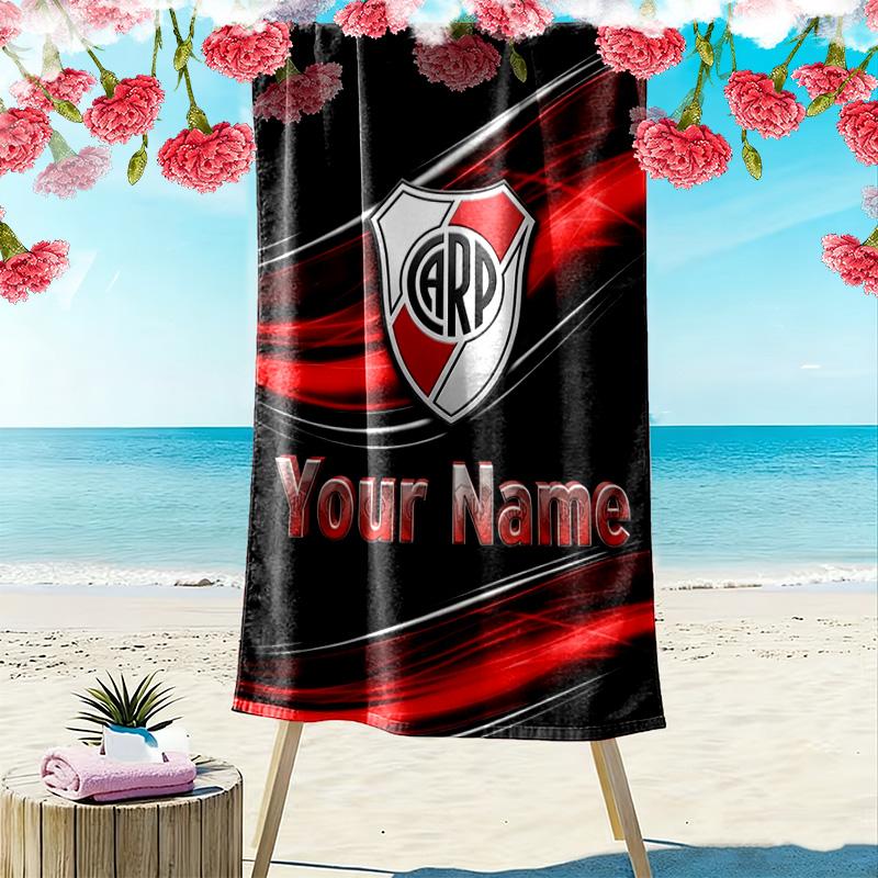 Name Custom River Plate Logo Print Beach Towel, Large Soft Quick Dry Towel for Beach Camping Swimming
