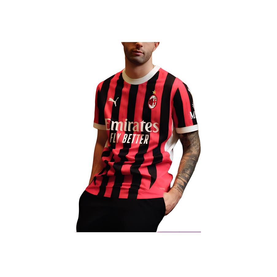 Puma AC Milán Série SS24 Color Block Pohodlná Móda Kulatý Výstřih Krátký Rukáv Fotbalový Dres Pánské Topy Červená 774949-01