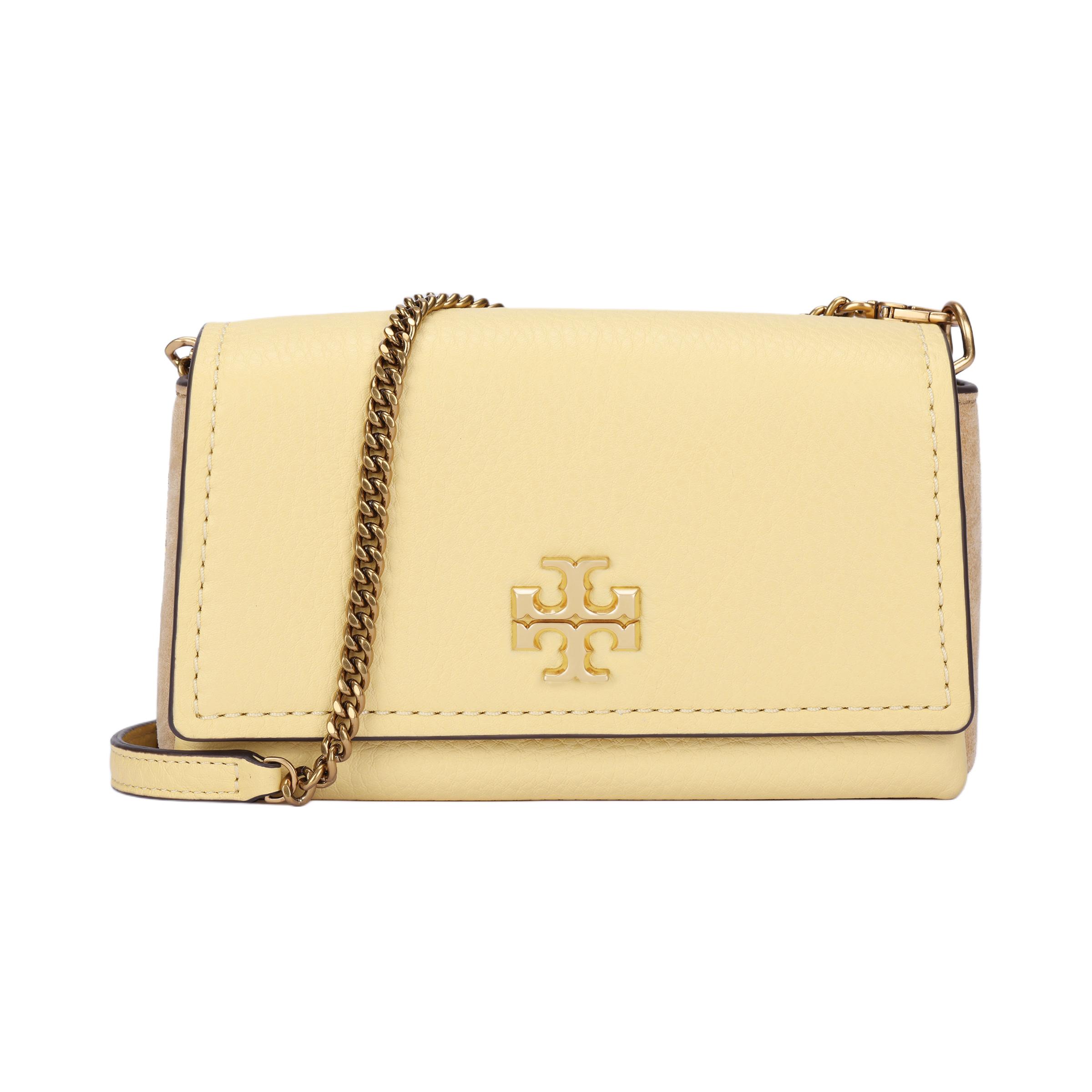 

Tory Burch Gold Accessories Flap With Magnetic Snap Crocodile Grain Leather And Suede Crossbody Shoulder Bag Mini Women bags Beige 144498-700 Basic Set (Bag+Dust Bag)