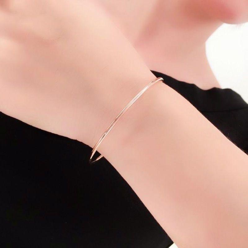 Purple Gold Smooth Plain Ring Bracelet Simple Fashion Classic Trend Rose Gold Plated Bracelet