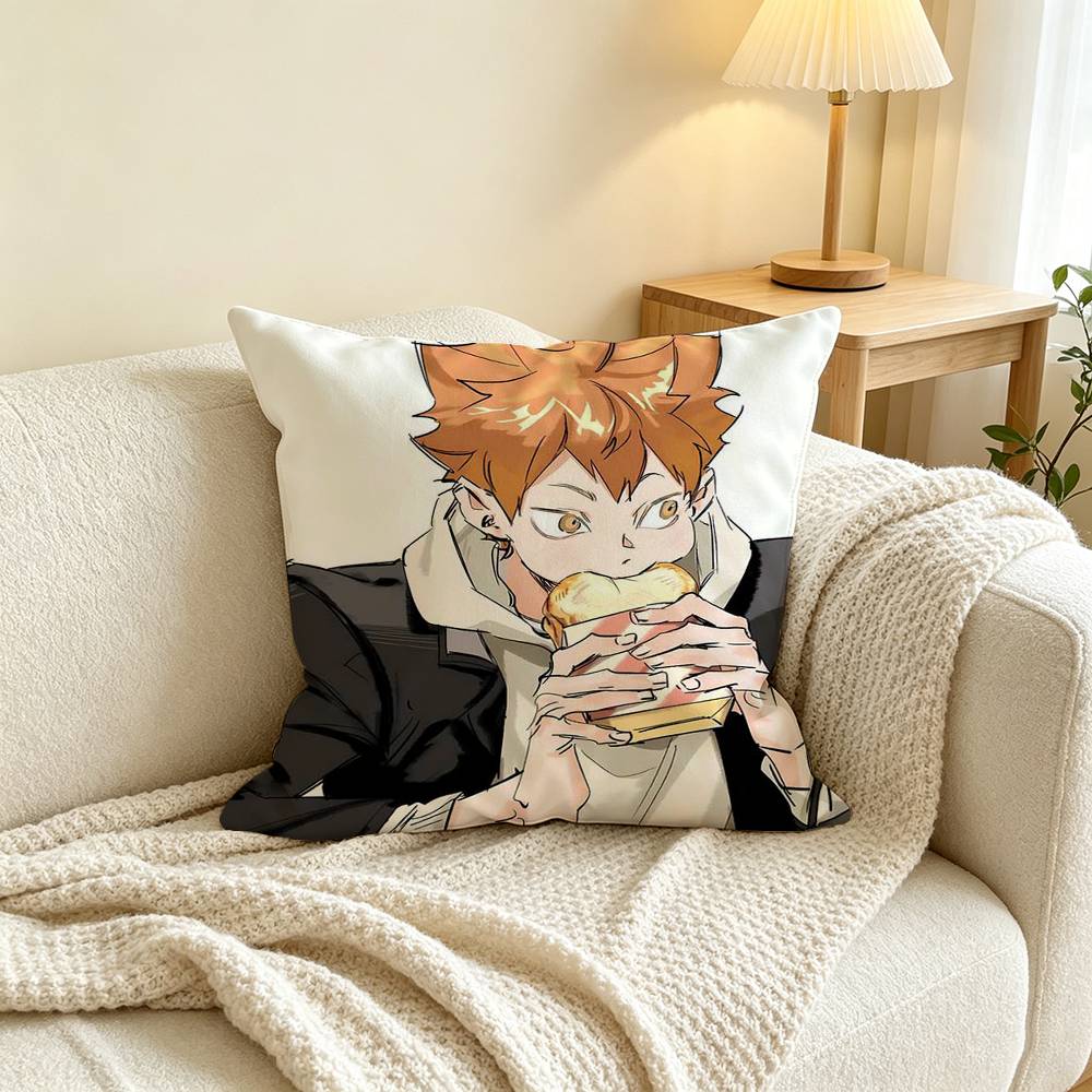 Anime H-Haikyuu Shoyo Hinata Square Double-Sided printed Pillow Case Bedroom Bedside Pillow Sofa Cushion Cover