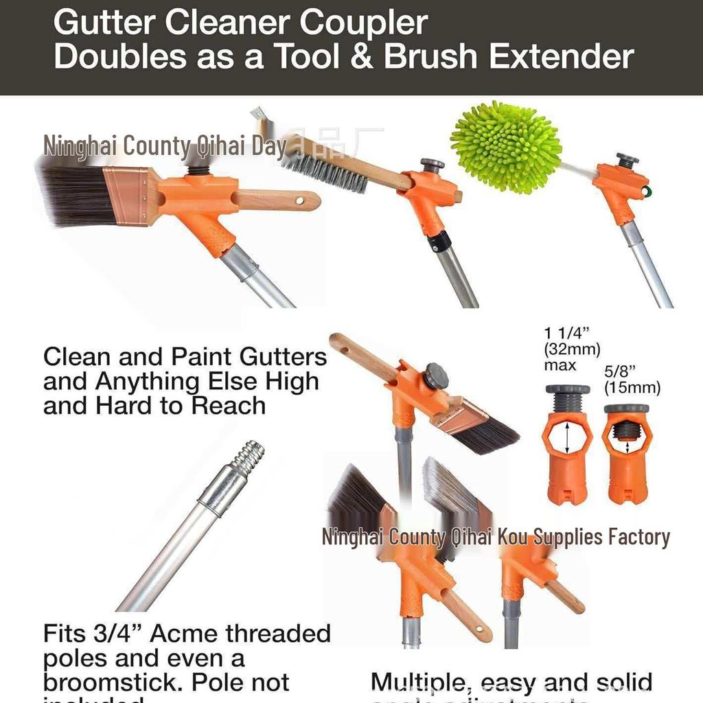 Multi-functional Gutter Cleaner with Universal Extension Rod and Brush