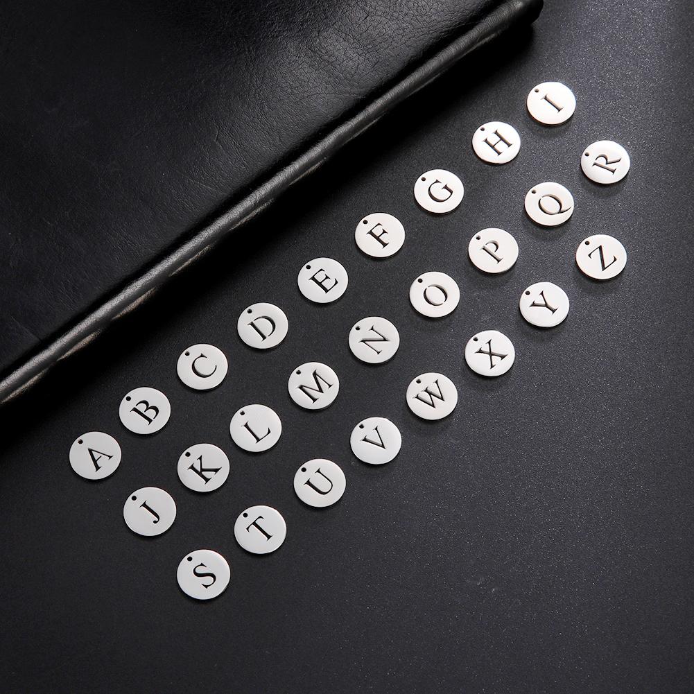 Teamer 10pcs A-Z 26 Letters Stainless Steel Charms for Jewelry Making Initial Alphabet Charms Pendant for Bracelet Necklace DIY
