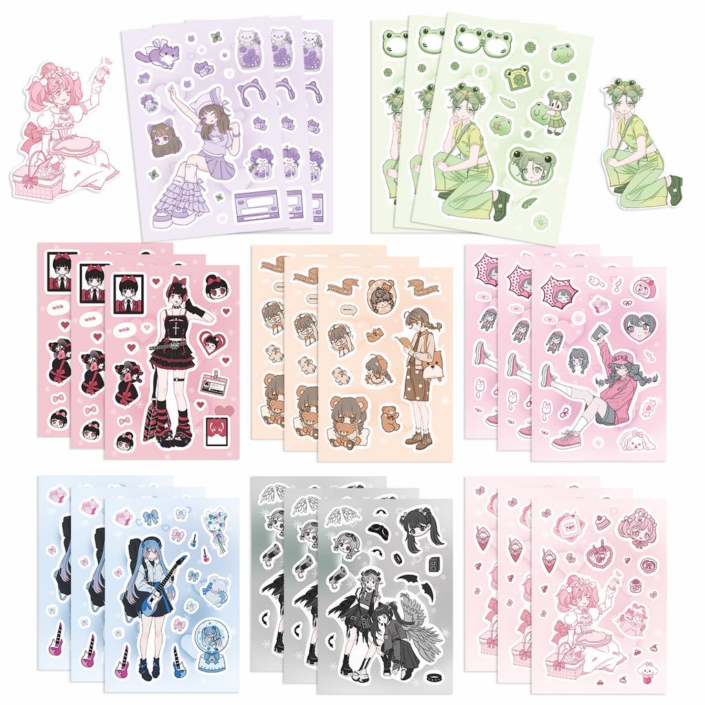 8 Kawaii Salt Sweet Girl Stickers Waterproof Diary Hand Account Stickers Gu Card Stickers DIY Decorative Stickers Ins Stickers
