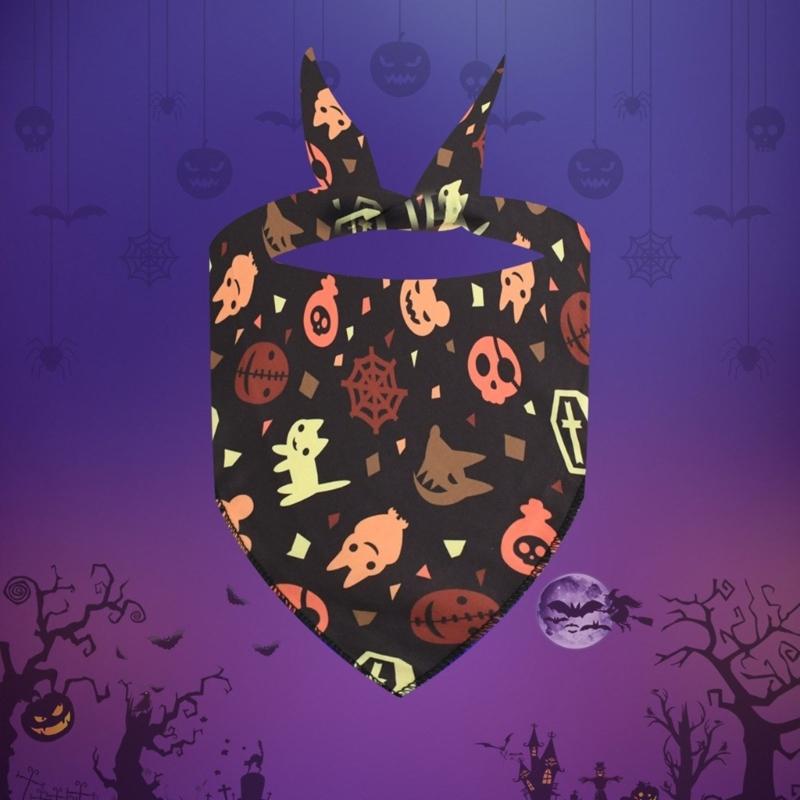 4lots Halloweens Triangular Scarf Permeable Pet Neckerchief Dog Triangles Bib for Dogs Regulable Neck