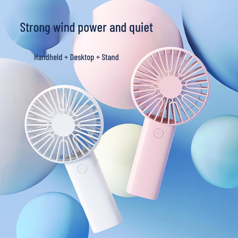 Portable USB Rechargeable Handheld Mini Fan - Silent, Strong Wind for Outdoor Use