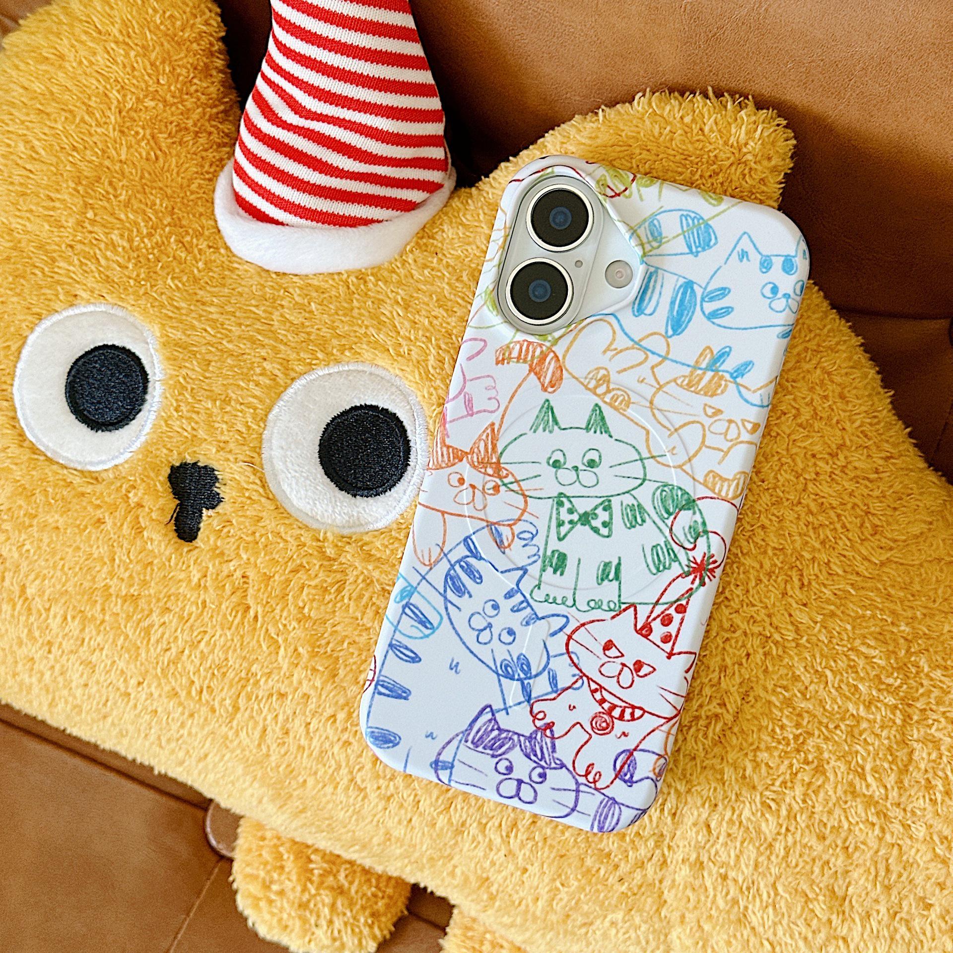 

Colorful Graffiti Cat iPhone 15/16/17 Pro Max Case for Women iPhone 17