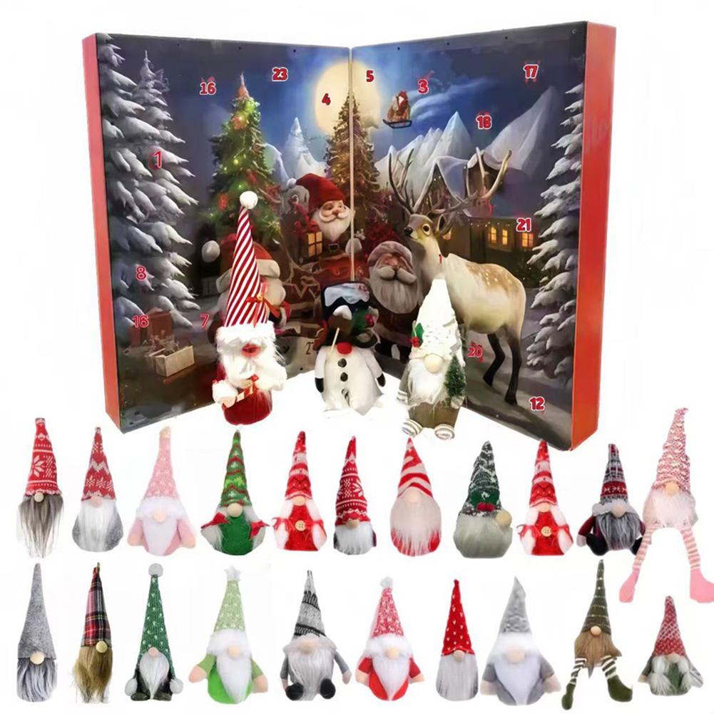 2025 Christmas Cute Mini Gnome Figures Christmas Decorations for Home Christmas Ornament Gnome Countdown Calendar Gifts for Kids