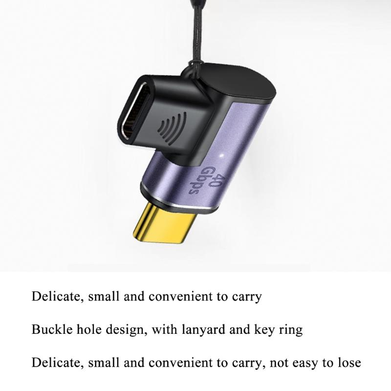 USB-C Adapter PD 100W Type-C to USB C Fast Charging Converter USB 4.0 40Gbps Type-C Extender Connector Right Angled