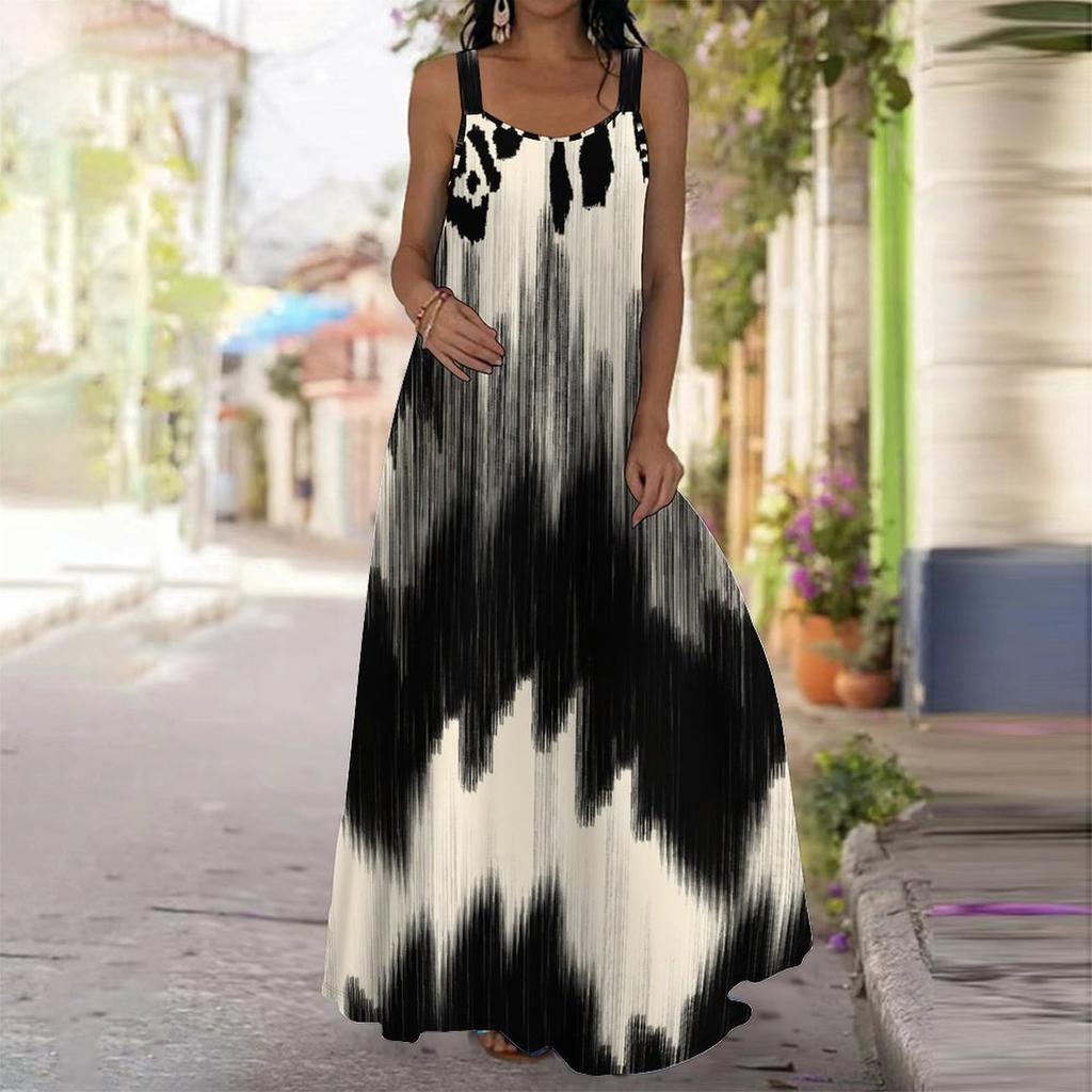 Women's Slip Dress Maxi Long Dress Tie Dye Gradient Print Stitching Print Dress Spring & Summer Leisure Vacation