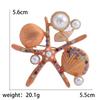 Enamel Starfish Brooches for Women Unisex Pearl Shell Sea Plant Pins Banquet Party Backpack Gifts Jewelry Accessories