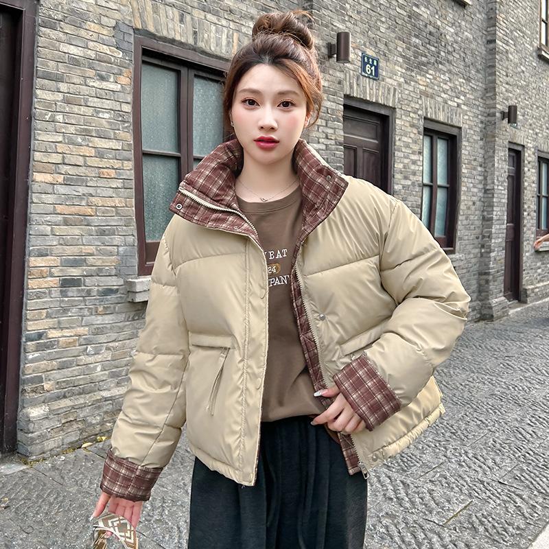 Winter Classic Short Women's Down Cotton Clothes Thickened Warm Loose Casual Solid Color Bread Clothes