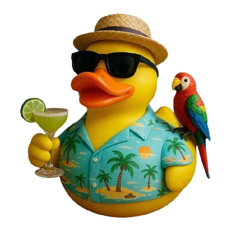 Resins Tropics Duck with Sunglasses and Rainforest Bird Sculpture Beach Themed Accent For Indoor and Outdoor Decoration