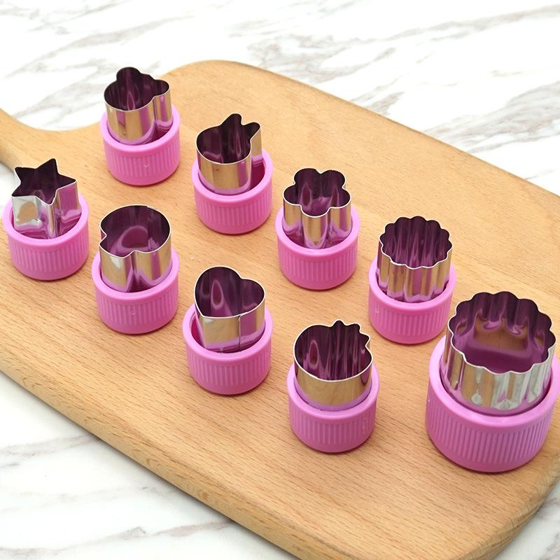 9-Piece Stainless Steel Animal & Flower Vegetable Cutter Set for Baby Food & Noodles