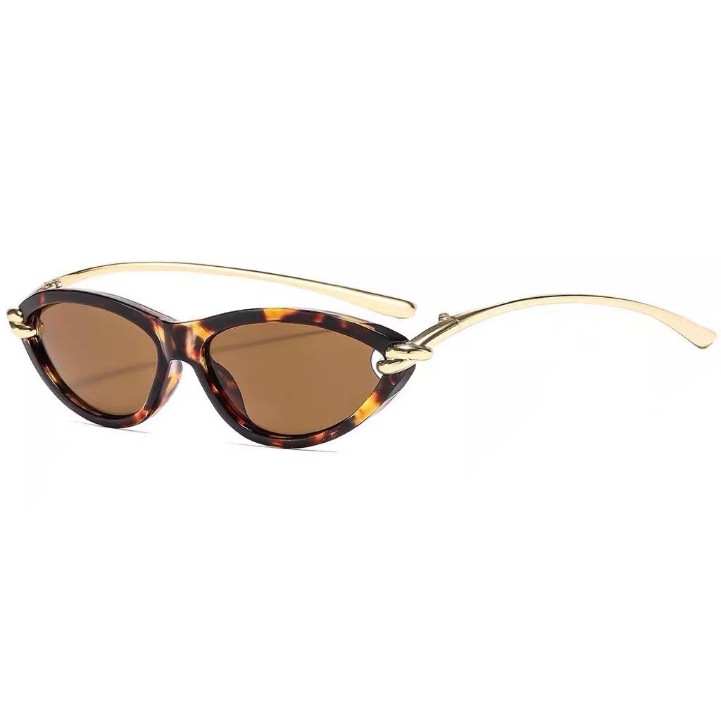 Old money wind European and American fashion cat eye small frame sunglasses b home rope knot metal leg sunglasses women's advanced sense INS