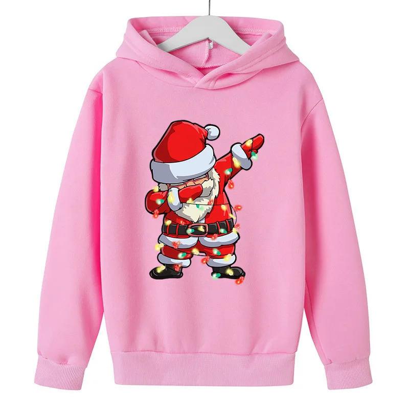 Cartoon Anime Paar Kapuzenpullover Europäische Größe Bedruckter Pullover Weihnachten Weihnachtsmann Muster