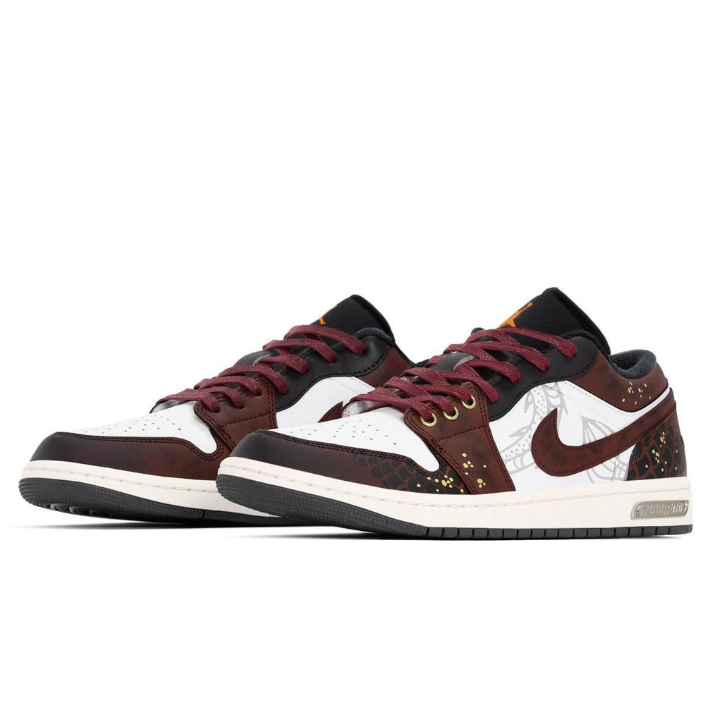 Jordan Air Jordan 1 Koi Fish Abrasion Resistant Low Top Vintage Basketball Shoes Men's Black Red Gold 553558-044(TeamA-)