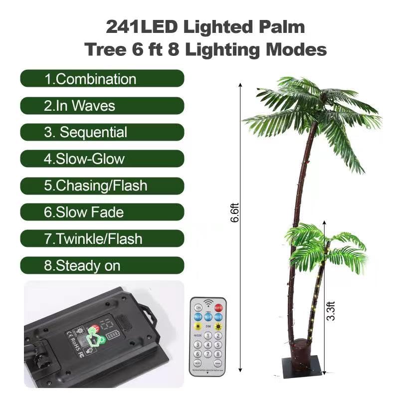 LED palm garden LED Christmas tree solar palm tree outdoor decoration for bar pool garden tropical party Christmas lighting LED artificial tree light