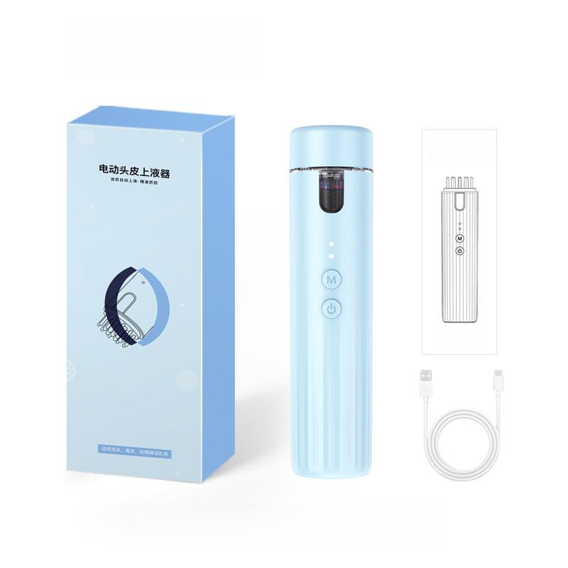 

Электрический аппликатор для лекарств для кожи головы, массаж головы, красный и синий свет, пена для роста волос, автоматическая расческа-проводник для лекарств озеро синий