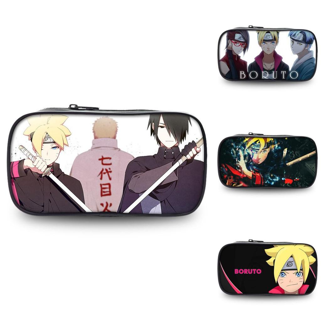 Naruto Boruto Anime Pencil Case Large Capacity Nylon Stationery Organizer For Teens And Students