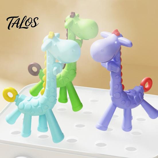 Weiches Beißspielzeug für Neugeborene Baby-Giraffe Zahnungs-Kleinkinder, Lebensmittelgeeigneter Silikon-Stick Zahnfleischpflege, Tragbarer Beruhigender Reise-Beißring BPA-Frei 0-12 Monate,