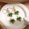 Vintage Rhinestone Red Green Maple Leaf Earrings for Women French Temperament Crystal Tassel Earrings Party Jewelry Bijoux Gift