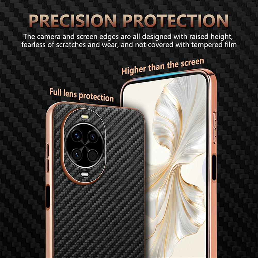 AZNS For Huawei nova 14 5G Case Electroplating Carbon Fiber Texture PU+TPU Phone Cover