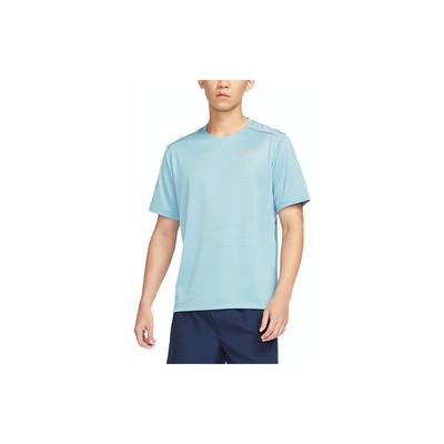 Ριγέ T-shirt Ανδρικό με Τυπωμένο Λογότυπο, Κουστουμάκι, Ίσια Γραμμή, Γρήγορου Στεγνώματος, Κοντό Μανίκι, Μπλε AJ7566-494