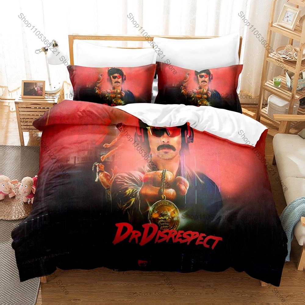 Dr Disrespect Gamer Print 3PCS Bedding Set Duvet Cover + 2 Pillowcases Soft Bed Linen Home Bedroom Decor For Gaming Fans