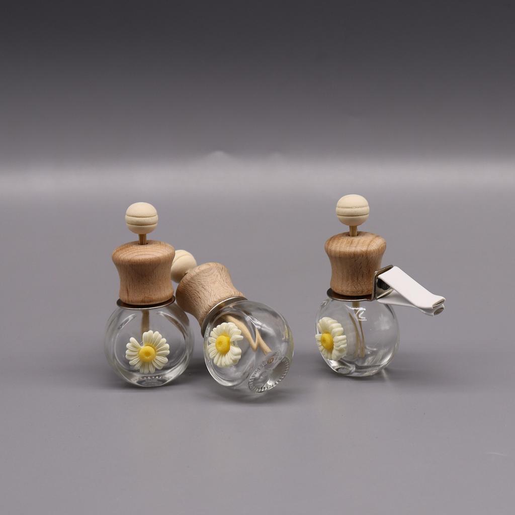 8ml Car Perfume Bottle, Cute Chrysanthemum Glass Air Vent Clip, Creative Vehicle Aroma Diffuser Decor