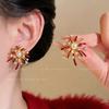New Red Fireworks Stud Earrings Women'S Earrings Light Luxury High-End Ear Jewelry Natal Niche Earrings
