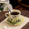 Hoyihmrock 181ml Rock White Panda Spring Coffee Mug With Plate Hot Chocolate Cup Afternoon Tea Mug Cup Saucer Kit Tea Items Gift