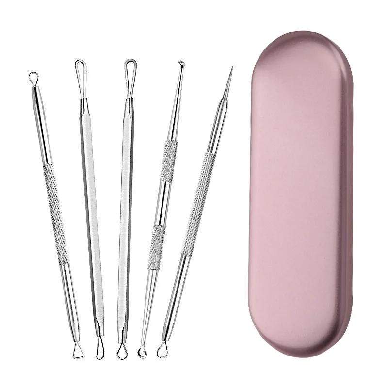 

5PCS Pimple Popper Tool Acne Needles Blackhead Removal Kit Clean Pores Deep Facial Care Remove Acne Blackhead Skin Care Tools рожевий