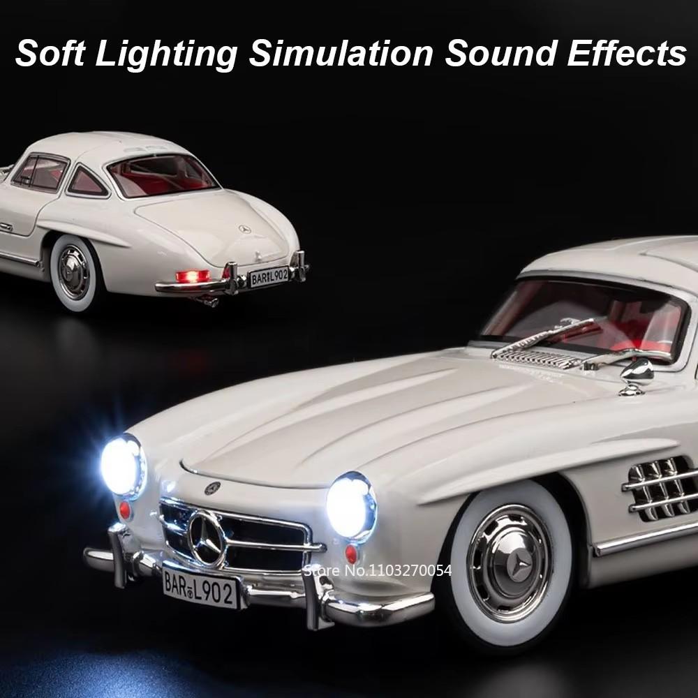 1:24 300sl W140 Alloy Model Toys Diecast Car With Sound Light Pull Back Doors Opened Miniature Models Classic Toy Gifts For Boys