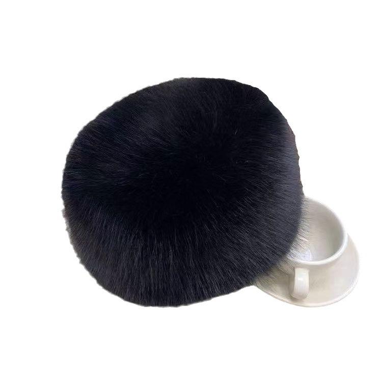Customized fox fur thermal basin hat, ear protection sweet fashion hat trendy women's outdoor hat