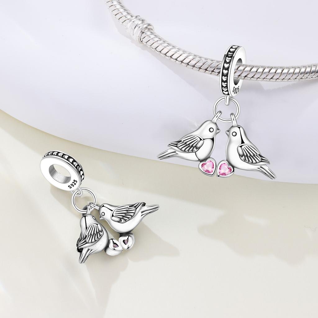 Orstarry S925 Silver Charm Cute Birds Exquisite Phoenix Dragon Pendant For Bracelet DIY Jewelry Making Women Gift