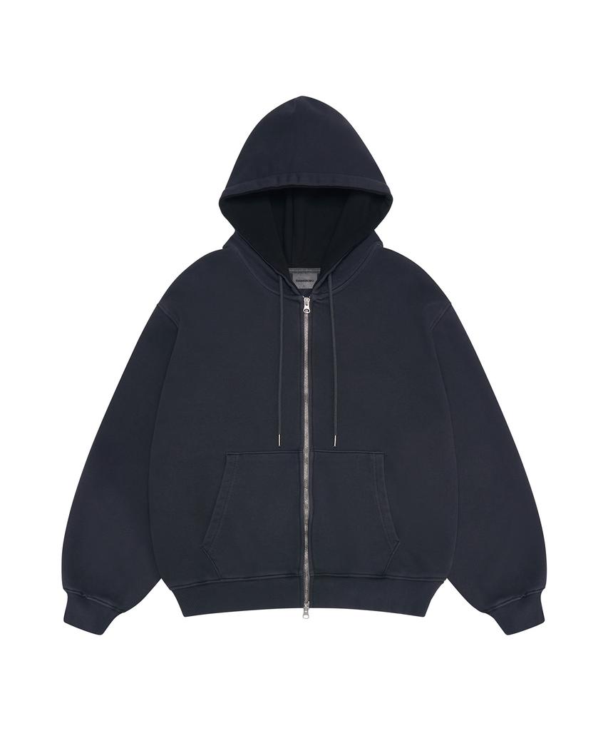 Gainsboro Pigment 2Way Signature 1 Zip-Up Hoodie_Midnight Blue