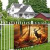 2D Plane 1 Piece of Beautiful Autumn Forest Background Fabric Featuring Majestic Deer Suitable for Living Room or Office