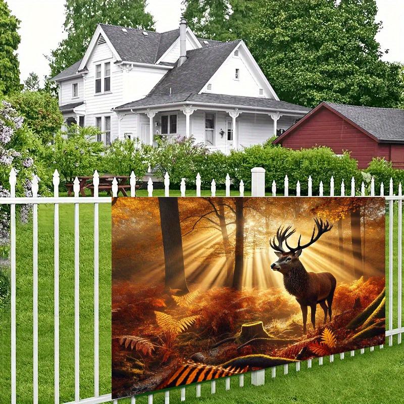 2D Plane 1 Piece of Beautiful Autumn Forest Background Fabric Featuring Majestic Deer Suitable for Living Room or Office