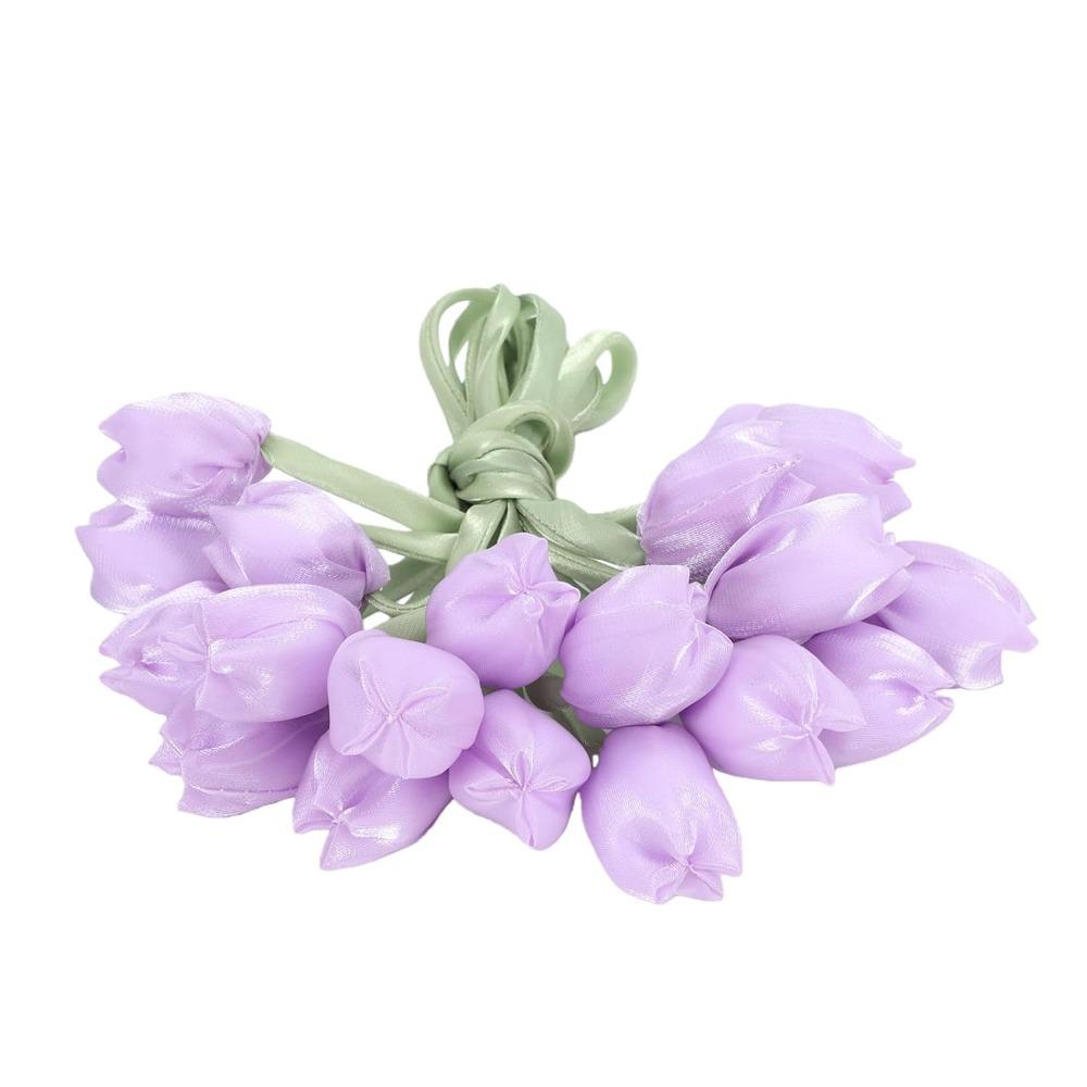 10Pcs Purple Curtain Tiebacks Polyester Hair Ties Elegant Tulip Flower Tassel For Women