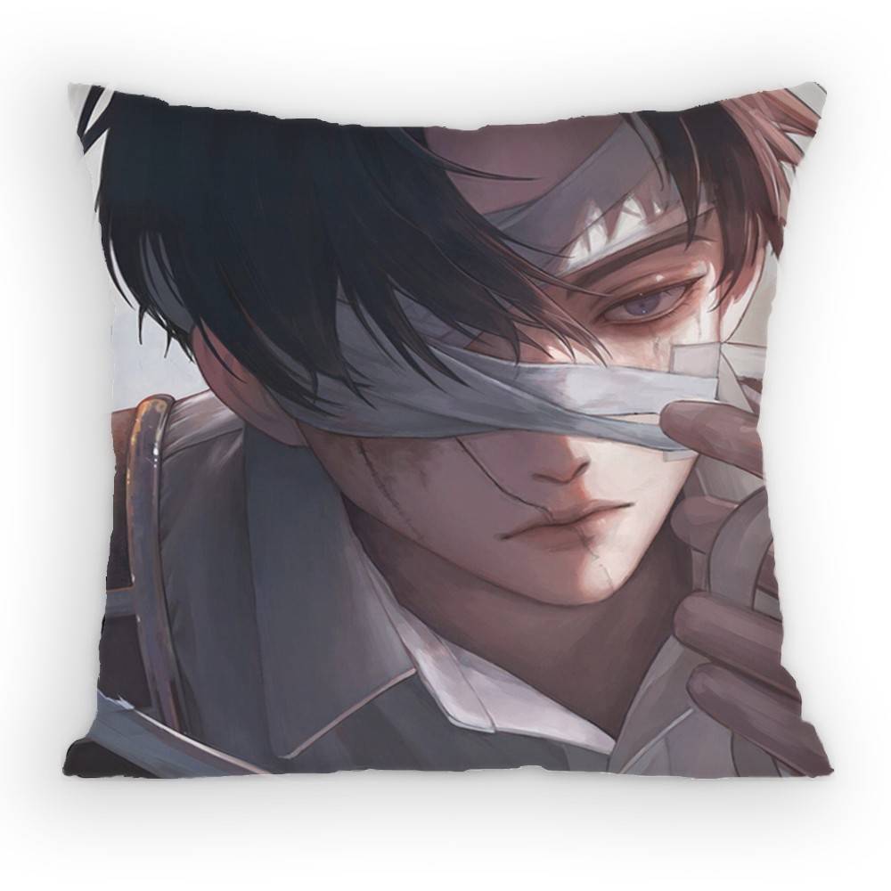 Attack On Titan Levi Ackerman Pillow Case Antidustmite Pillowcase Invisible Zipper Silky Short Plush Sofa Cushion Cover