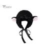 Lady Winter Hat Ladies Photo Prop Sheep Ear Decor Solid Color Fluffy Thick Keep Warm Windproof Adjustable for Students