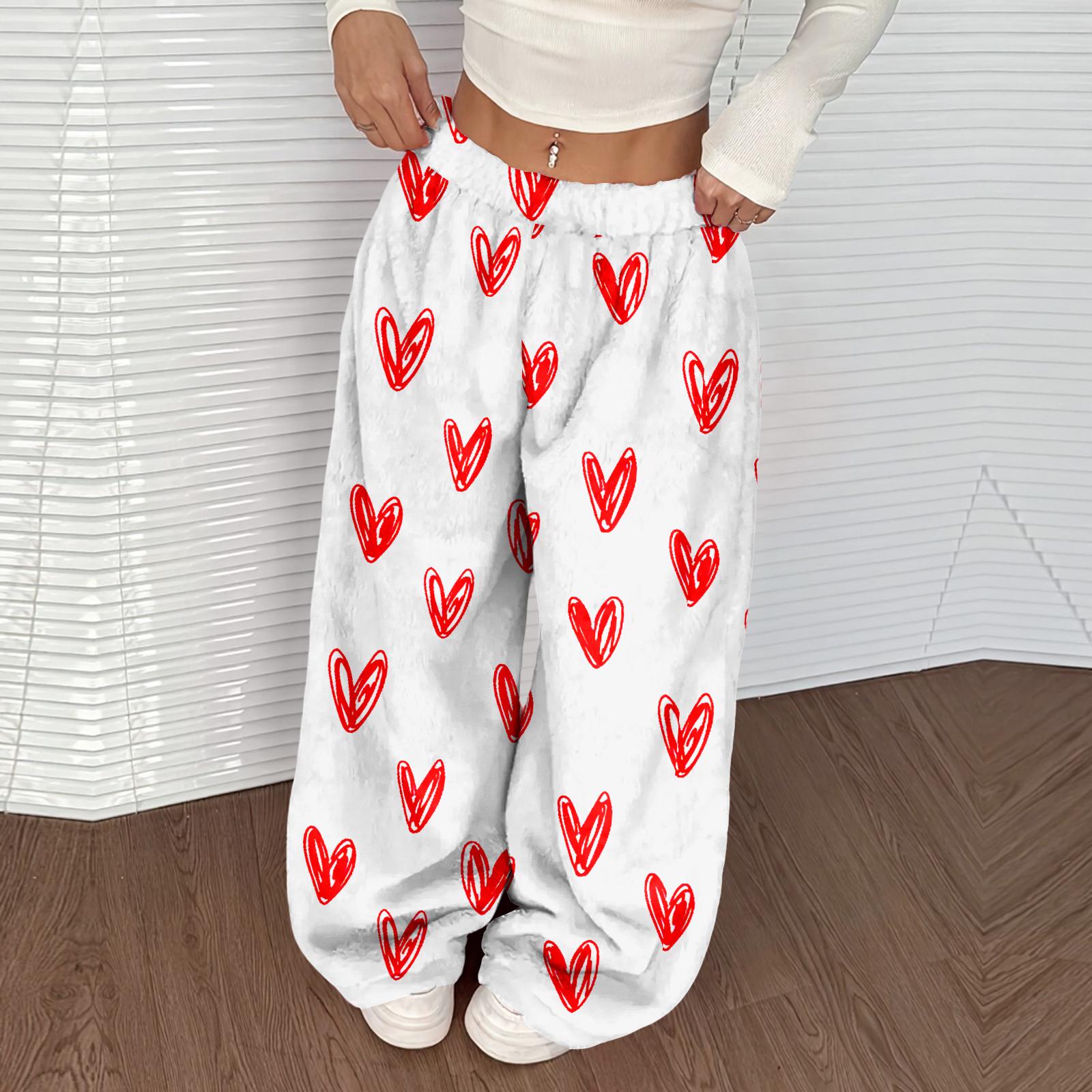 

Женские повседневные и модные брюки с принтом, эластичной талией, свободными широкими штанинами XL белый