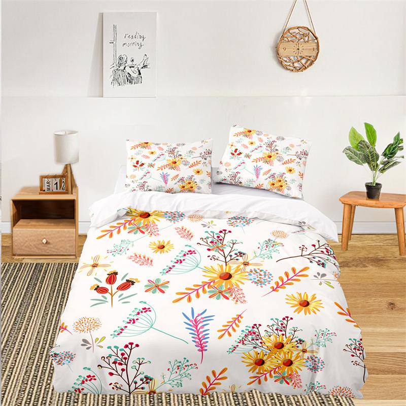 Soft Floral Bedding Set For Kids Girls Adults Leaves Flowers Branch Print Duvet Cover Set Quilt Cover Pillowcases Bedroom Decor
