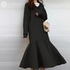 Mermaid Length Hooded Parka Long Sleeves with Pockets Daily Use Adult Silhouette Room Coordination Dress Stylish Smooth Long Sleeve Dress Adult Cute