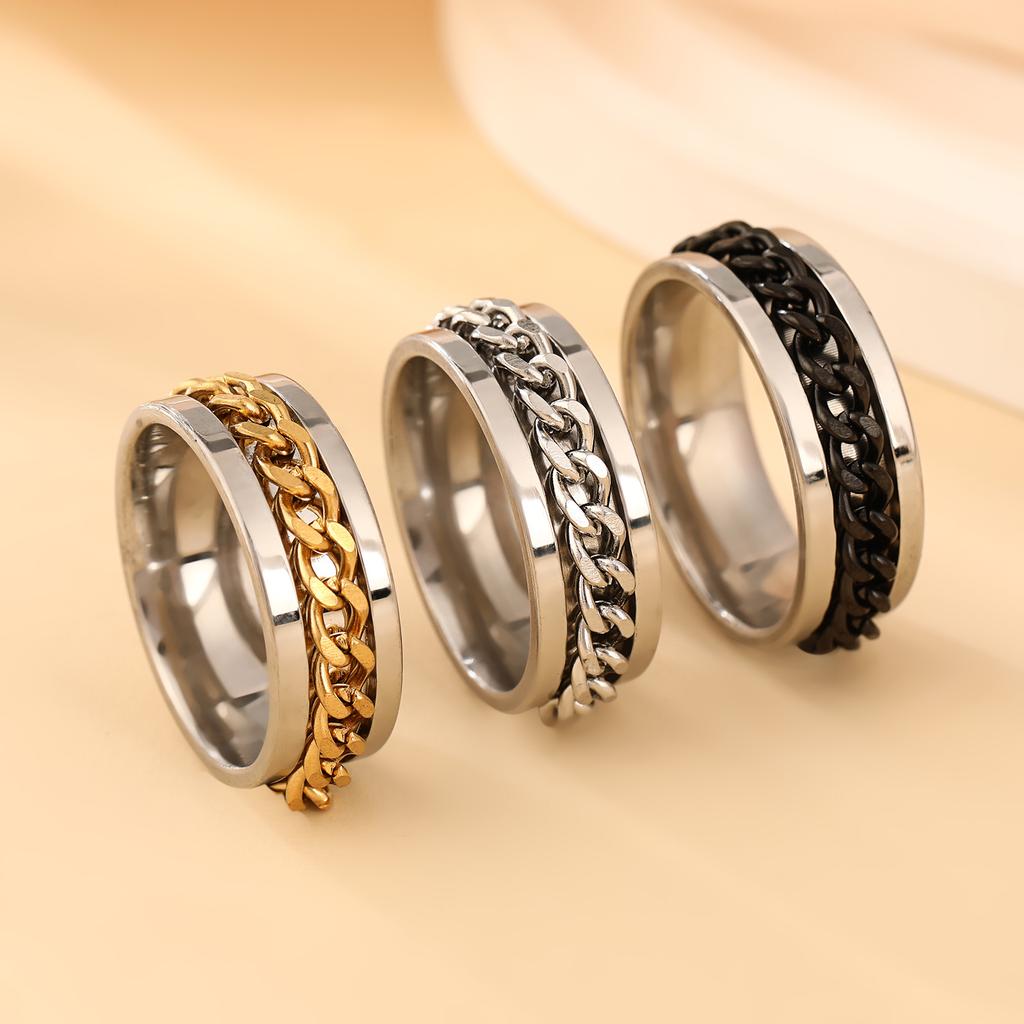 s/Titanium Steel Rotatable Chain Ring Anxiety Multifunctional Jewelry Fashion 8mm Fidget Spinner Rings Power Sense Gifts