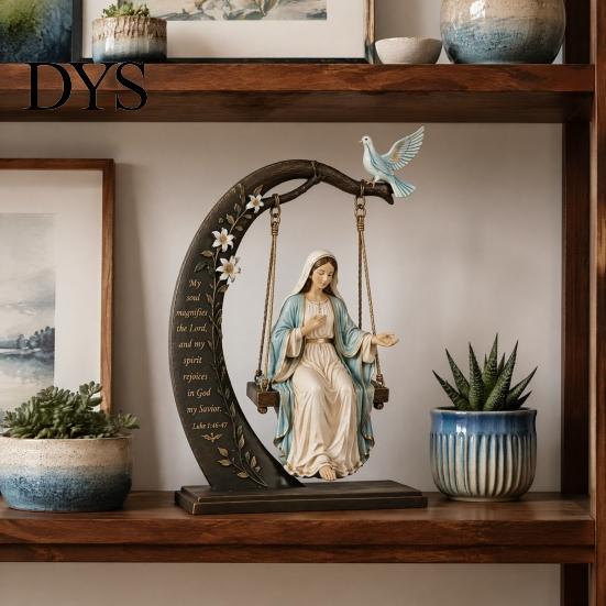 Desktop Religiöse Figur Christliche Jungfrau Maria Schaukel Schmuckstück, Katholischer Bibelvers Hausdekoration, Gesegnetes Inspirierendes Geschenk Harz für