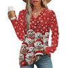 Women's Fashion Casual V-neck Pleated Christmas Long Sleeve Top