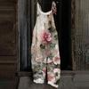 Women's Jumpsuit Christmas Print  Casual Loose Vintage Shoulder Strap Cotton Linen